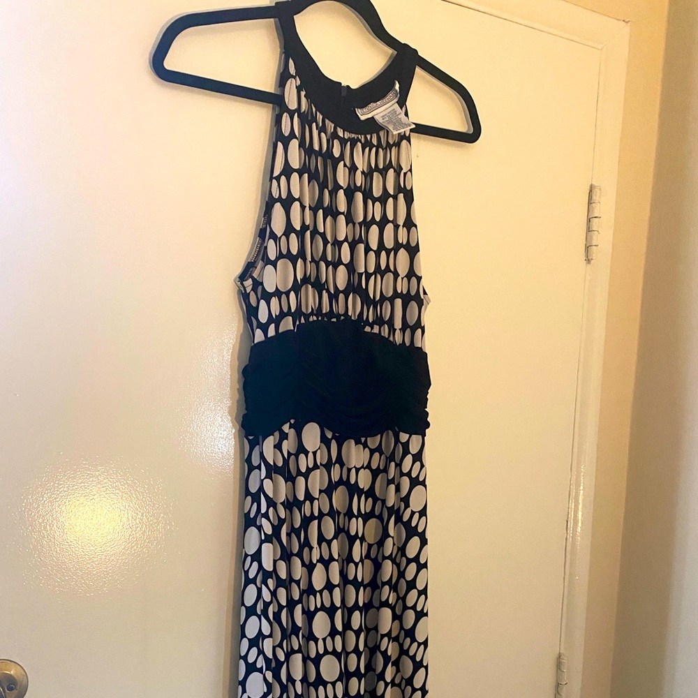 Black and White Polka Dot Flare Midi Dress